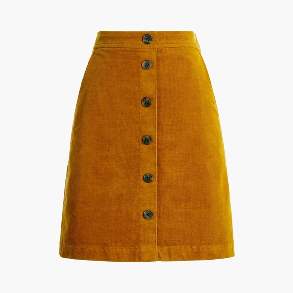 J. Crew Dresses & Skirts - J.‎ Crew Women’s NWT Gold Corduroy A-Line button-front mini skirt Sz 12